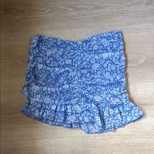 Blue and White Floral Ruffle Skirt